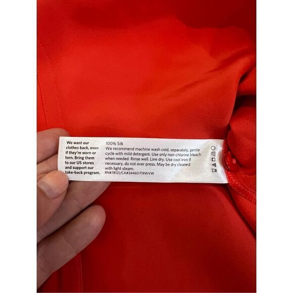Eileen Fisher Heavyweight 100%Silk Charmeuse Funnel Neck Top blouse Sz M - Picture 6 of 6